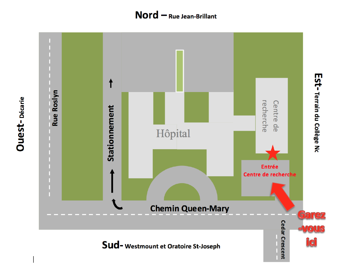 Plan de l'entrée du centre avec accès à l'UNF